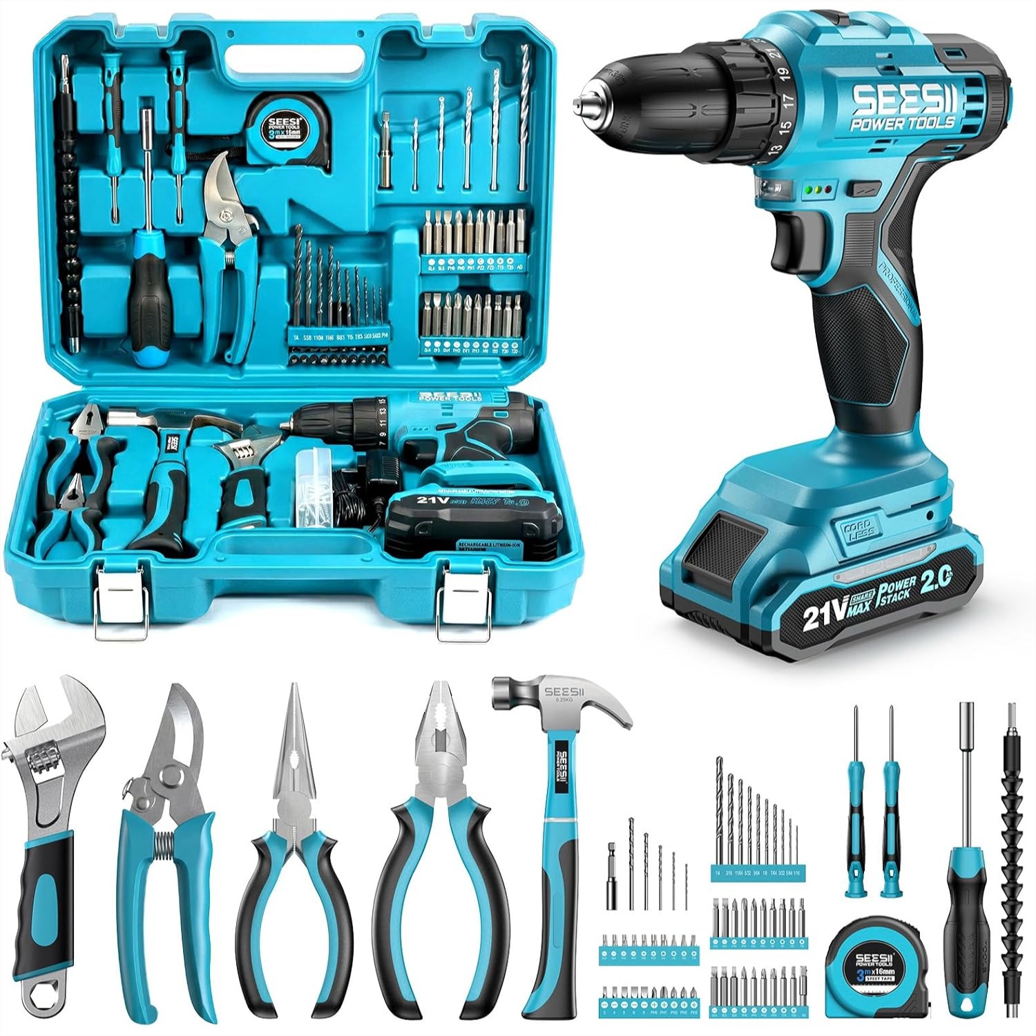 21V Cordless Drill Tool Kit 19 - Power Tools Combo Kits recensione e prezzo
