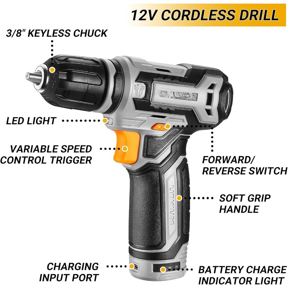 US Shipping Tool Kit Box Drill - Power Tools Combo Kits recensione e prezzo