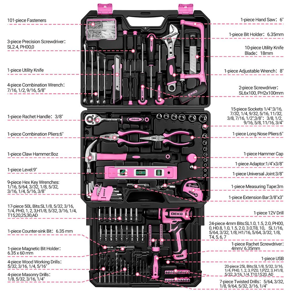 Tool Kit Box Drill Set Home Me - Power Tools Combo Kits recensione e prezzo
